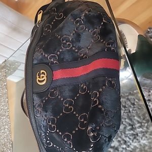 Authentic Blue Black Velour Gucci Fanny Pack